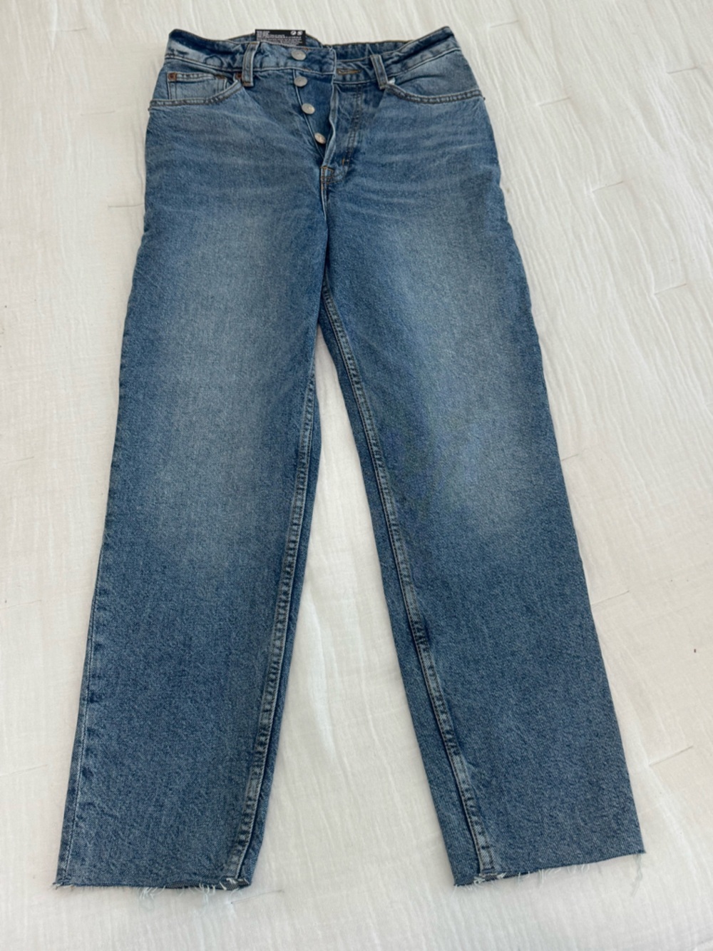 H&M Blue Straight-Leg Button-Fly Jeans